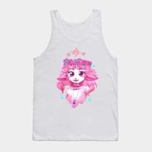 Pink Flower Crown Girl Tank Top